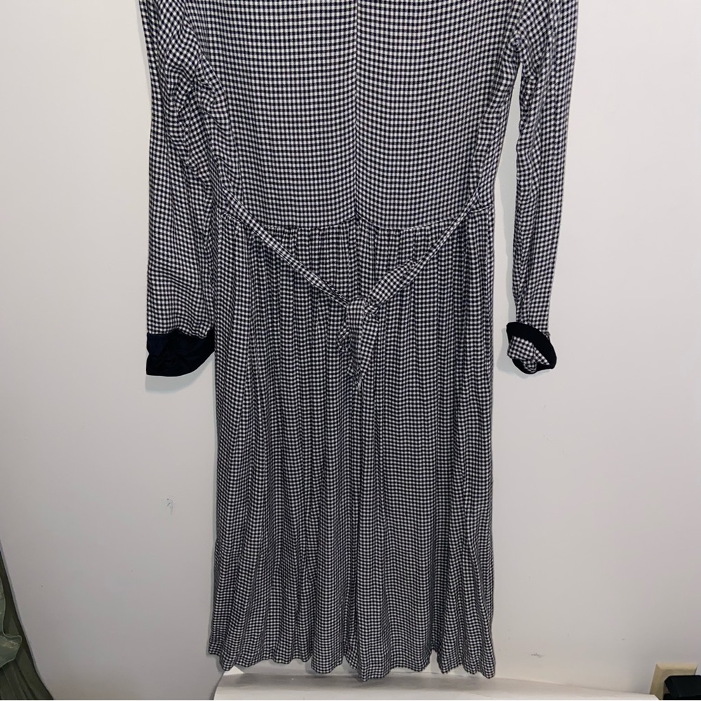 Vintage JG Hook Dress Womens Sz Large Pet Plaid Gingham Cottagecore Retro B&W - Picture 14 of 16